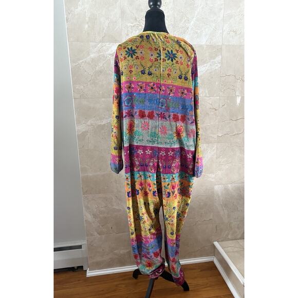 Natural Life One Piece Jumpsuit Pajamas - M, Vibrant Boho Fleece Slumber Party - Picture 7 of 12